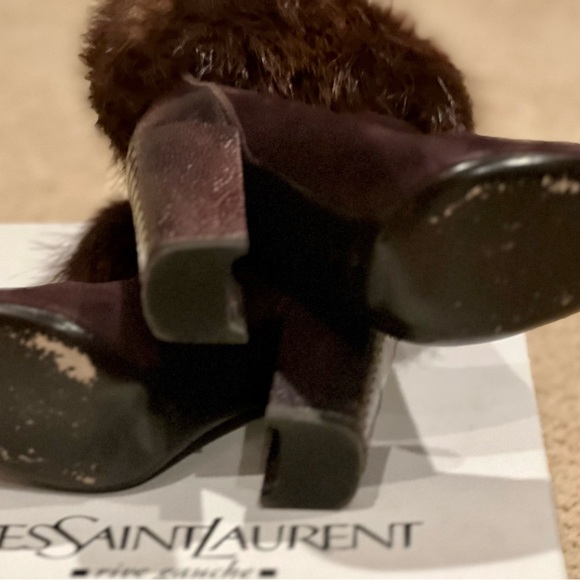 Luxurious brown suede boots, fur topped and alligator print leather heal. - Picture 3 of 13